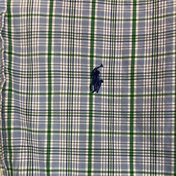 Ralph Lauren Shirt Blue and Green Plaid Button Down Short Sleeve Polo Symbol EUC - Picture 2 of 6